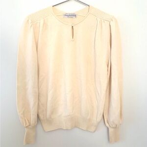 STANLEY KORSHAK 100% Cream Cashmere Sweater, Balloon Sleeves